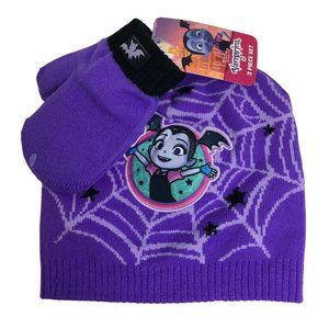 Disney Junior Vampirina Girls Toddler Purple Beanie Hat With Matching Mittens